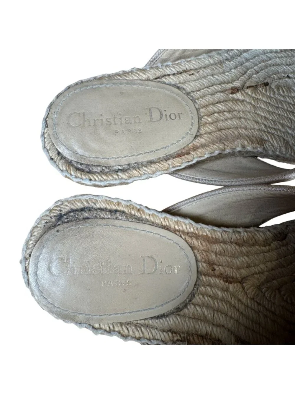Dior Granville Criss Cross Espadrille Sandals Beige Tan EU 37 US 7